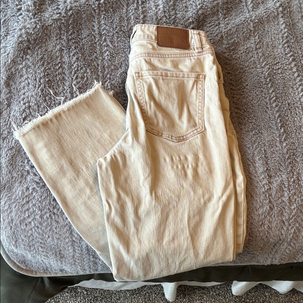 Volcom Women's Cream Ankle Crop Jeans with Raw Hem